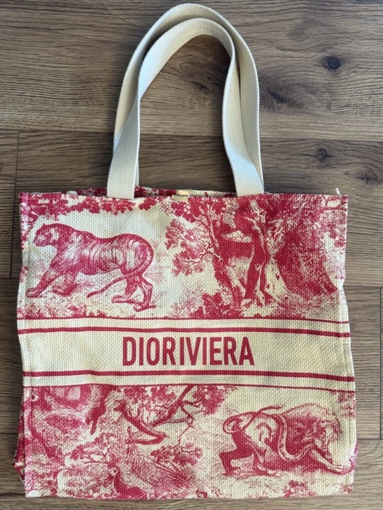 Dior Handbags - Dior Red & Cream Toile Canvas Tote- Exclusive to Japan NIP With Dior Nail Polish